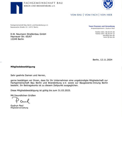 Mitglied: Fachgemeinschaft Bau