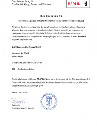 Unternehmer- & Lieferantenverzeichnis (ULV)